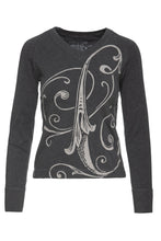 Load image into Gallery viewer, V Neckline Dark Grey Print Top