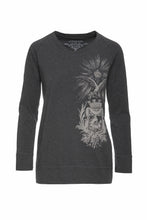 Load image into Gallery viewer, Round Neckline Dark Grey Print Top