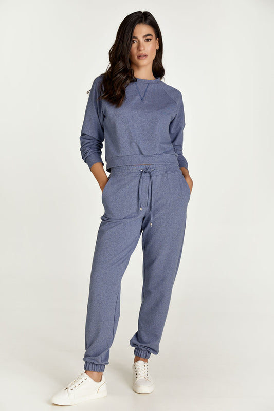 Full Length Indigo Melange Sweatpants