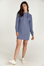 Load image into Gallery viewer, Indigo Mélange Hooded Mini Dress