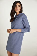 Load image into Gallery viewer, Indigo Mélange Hooded Mini Dress