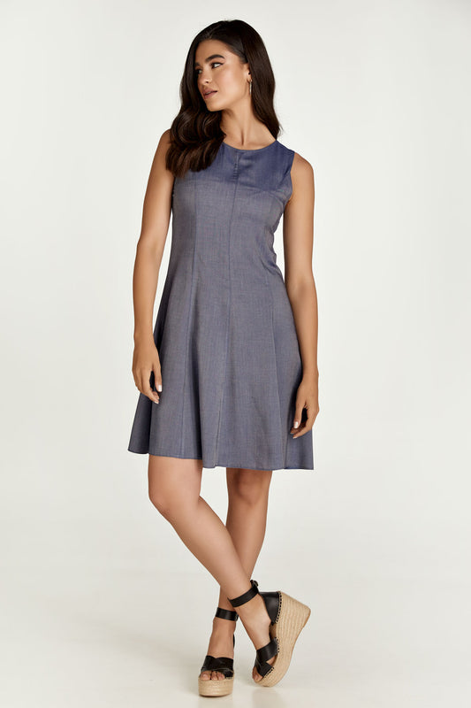 Blue Denim Style Cloche Dress