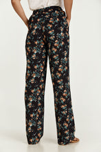 Load image into Gallery viewer, Black Floral Wide Leg Pants