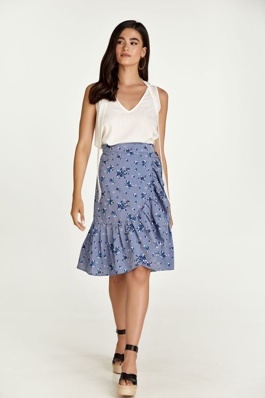 Floral Wrap Ruffle Skirt