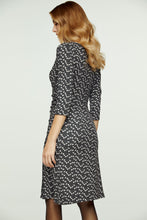Load image into Gallery viewer, Print Faux Wrap Wool Dress