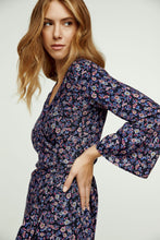 Load image into Gallery viewer, Floral Print Viscose Wrap Dress with Bell Sleeves