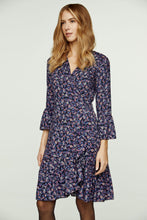 Load image into Gallery viewer, Floral Print Viscose Wrap Dress with Bell Sleeves