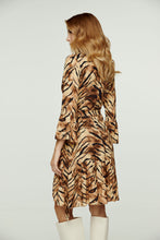 Load image into Gallery viewer, Tiger Print Viscose Wrap Dress with Bell Sleeves