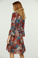 Load image into Gallery viewer, Paisley Print Viscose Wrap Dress with Bell Sleeves