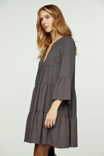 Load image into Gallery viewer, Anthracite Tencel Gathered Seams Dress