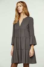 Load image into Gallery viewer, Anthracite Tencel Gathered Seams Dress