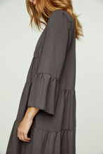 Load image into Gallery viewer, Anthracite Tencel Gathered Seams Dress