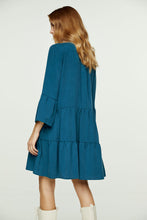 Load image into Gallery viewer, Dark Petrol Tencel Gathered Seams Dress