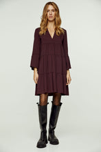Load image into Gallery viewer, Dark Burgundy Tencel Gathered Seams Dress