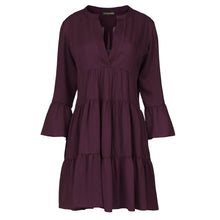 Load image into Gallery viewer, Dark Burgundy Tencel Gathered Seams Dress