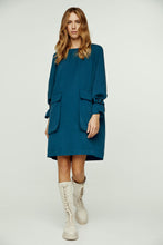 Load image into Gallery viewer, Petrol Blue Pocket Detail Tencel Dress
