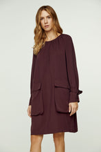 Load image into Gallery viewer, Burgundy Pocket Detail Tencel Dress