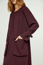 Load image into Gallery viewer, Burgundy Pocket Detail Tencel Dress