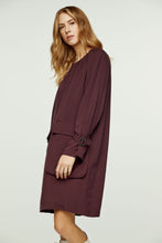 Load image into Gallery viewer, Burgundy Pocket Detail Tencel Dress