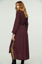 Load image into Gallery viewer, Burgundy Midi Dress with Side Slits