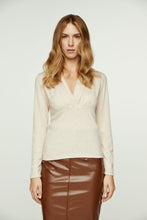 Load image into Gallery viewer, Beige Melange V Neck Knit Top