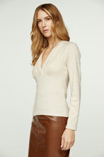 Load image into Gallery viewer, Beige Melange V Neck Knit Top