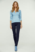 Load image into Gallery viewer, Light Blue Melange Knit V Neck Top