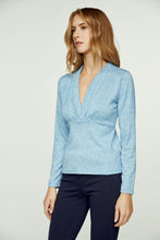 Load image into Gallery viewer, Light Blue Melange Knit V Neck Top