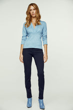 Load image into Gallery viewer, Light Blue Melange Knit V Neck Top