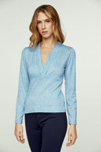 Load image into Gallery viewer, Light Blue Melange Knit V Neck Top