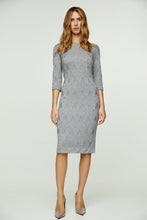 Load image into Gallery viewer, 3/4 Sleeve Grey Jacquard Fitted Dress