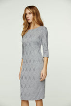 Load image into Gallery viewer, 3/4 Sleeve Grey Jacquard Fitted Dress