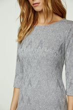 Load image into Gallery viewer, 3/4 Sleeve Grey Jacquard Fitted Dress