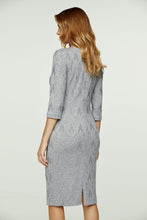 Load image into Gallery viewer, 3/4 Sleeve Grey Jacquard Fitted Dress