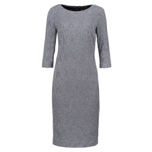 Load image into Gallery viewer, 3/4 Sleeve Grey Jacquard Fitted Dress