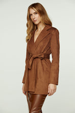 Load image into Gallery viewer, Brown Alcantara-Look Jacket with Belt