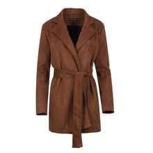 Load image into Gallery viewer, Brown Alcantara-Look Jacket with Belt