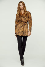 Load image into Gallery viewer, Brown Print Alcantara-Look Jacket with Belt