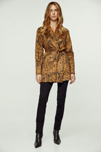 Load image into Gallery viewer, Brown Print Alcantara-Look Jacket with Belt