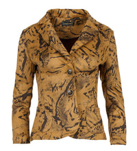 Load image into Gallery viewer, Brown Print Alcantara-Look Fitted Jacket