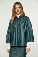 Load image into Gallery viewer, Dark Green Faux Leather Jacket