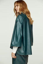 Load image into Gallery viewer, Dark Green Faux Leather Jacket