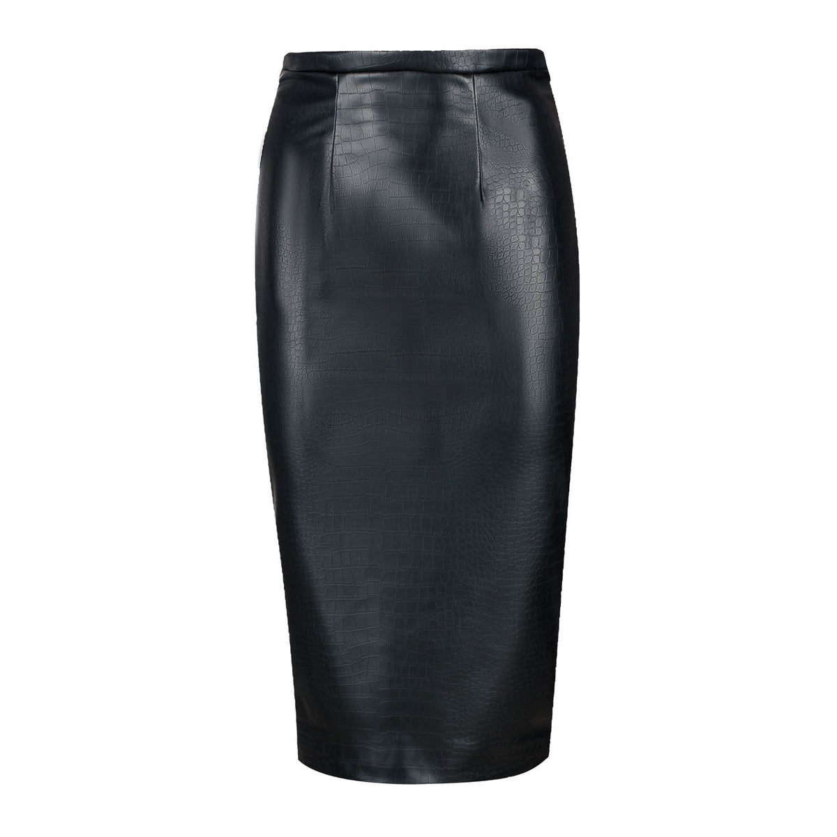 Black faux leather clearance croc embossed pencil skirt