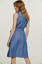 Load image into Gallery viewer, Sleeveless Dress with Belt and Button Detail