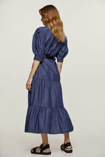 Load image into Gallery viewer, Indigo Denim Style Ruched Tiered Dress