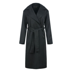 Sophisticated Onyx Wool-Blend Trench Coat