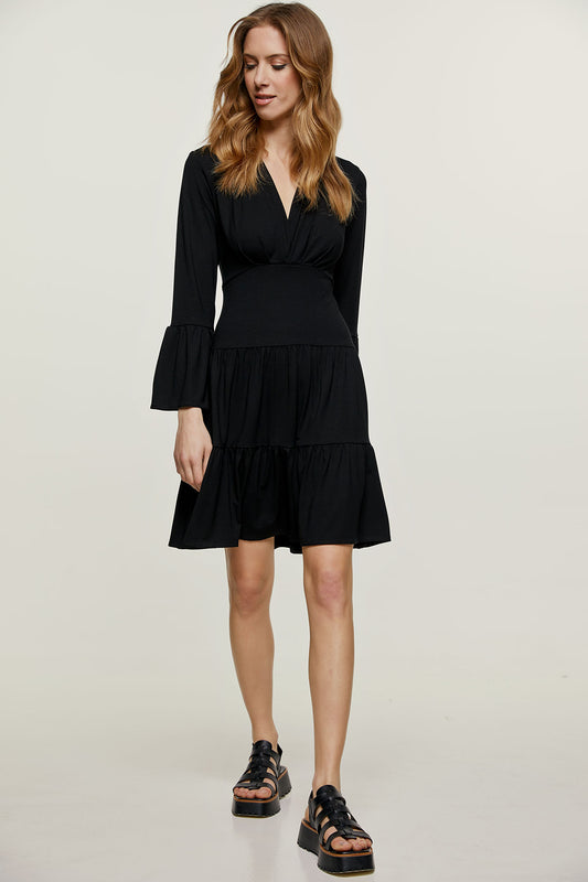 Black Jersey Tiered Dress