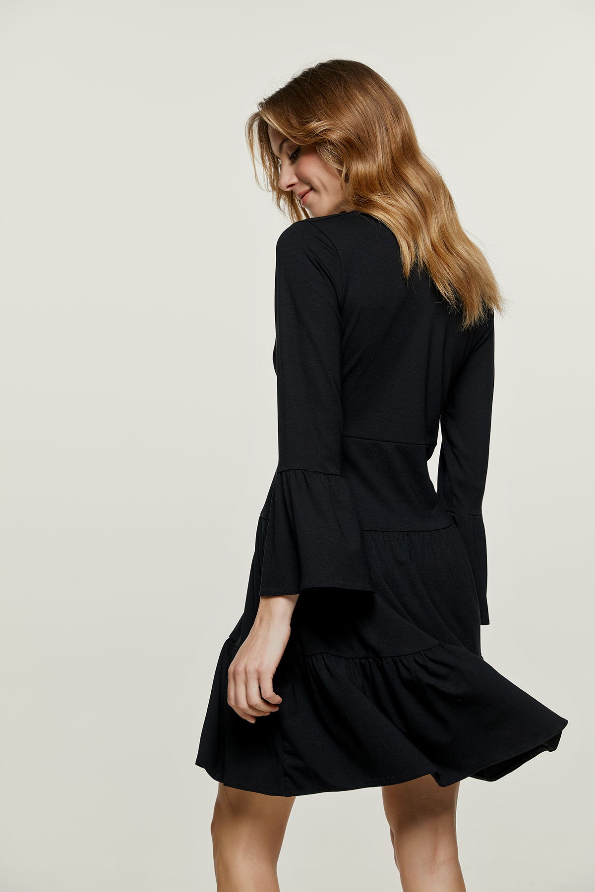 Black Jersey Tiered Dress