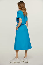 Load image into Gallery viewer, Turquoise Jersey Belted Midi Dress