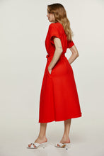 Load image into Gallery viewer, Red Belted Midi Dress